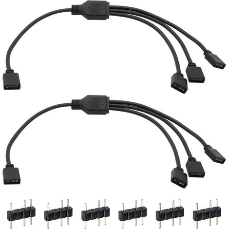 2 Pièces Câble Répartiteur ARGB 1 vers 3, Adaptateur de Câble RGB 5V 3 Broches, Extension LED ARGB pour Ventilateurs PC, Châssis d'ordinateur, Compatible avec Cartes Mères (1/5)