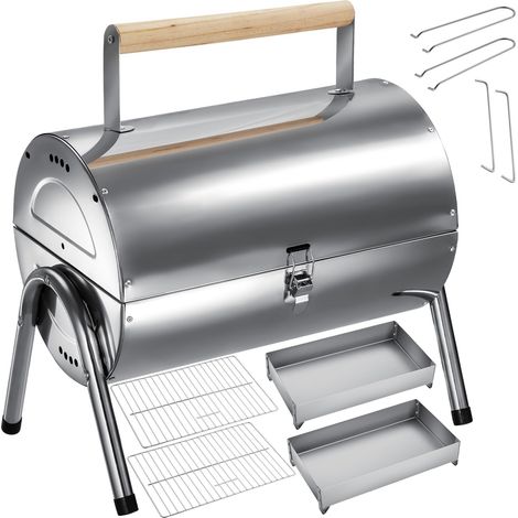 Barbecue acier inoxydable, résistant aux intempéries, compact, noir (1/5)