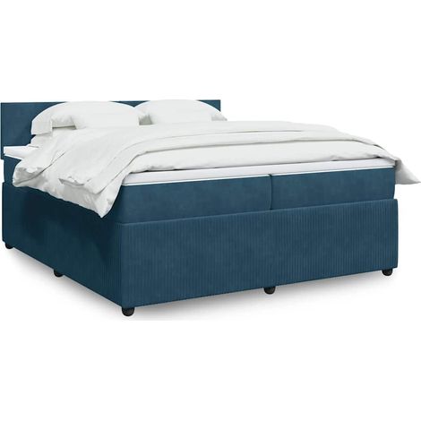 Boxspringbett mit Matratze Blau 200x200 cm Samt (1/5)