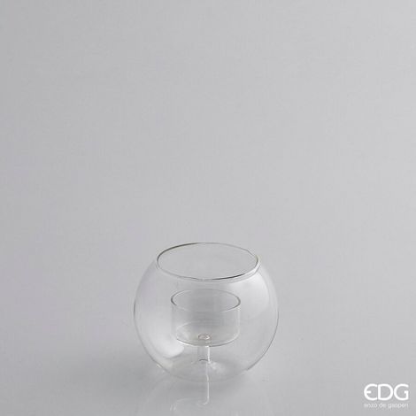 EDG Enzo De Gasperi Portacandela a Sfera H 8,5 Cm D 9 Cm Vetro Natural Trasparente