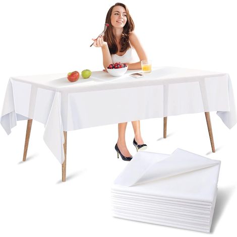 Nappe Blanche Jetable Effet Tissu, Lot de 10, 150 x 280 cm (1/5)