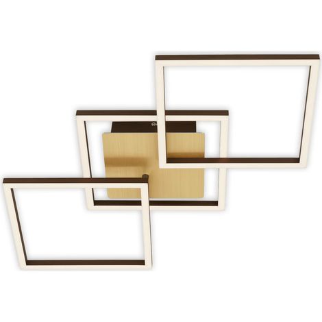 Plafonnier LED, intensité lumineuse variable par paliers, plafonnier LED orientable, LED Frame, brun doré, 763x368x73 mm (1/5)