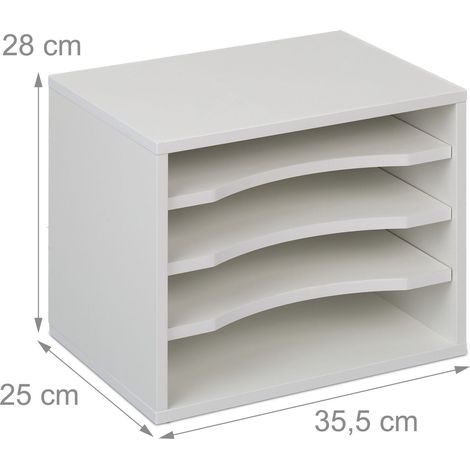 Pratico organizer da scrivania per documenti 4 scomparti ideale spazio di lavoro 30 x 25 x 15 cm in plastica bianca 130016021
