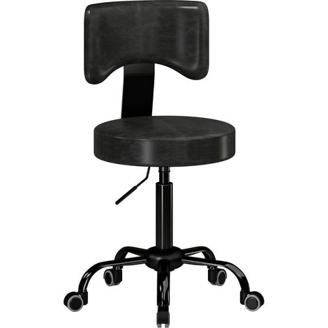 Rollenhocker, höhenverstellbar 72-87,5 cm, Massagethocker mit gepolsterter Sitzfläche und Rückenlehne, 360° drehbar (1/5)