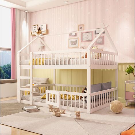 MEUBLIV Letto a castello 140x200 cm bianco – con scala e sponde, senza materasso (1/5)