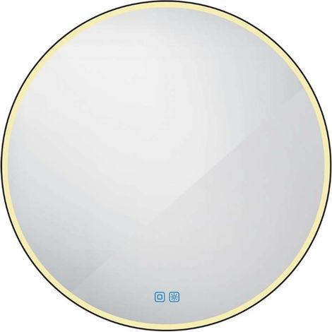 Nimco Specchi - Specchio con illuminazione LED, diametro 100 cm, sensore touch, nero opaco ZPC 28004RVX-90