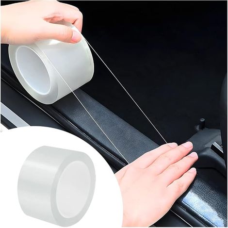 Film De Protection Universel Seuil De Porte Voiture, Caoutchouc Scuff Scratch Résistant Protection pour Porte De Voiture, avec Résistance à l'abrasion, Aux Rayures（Transparent1）