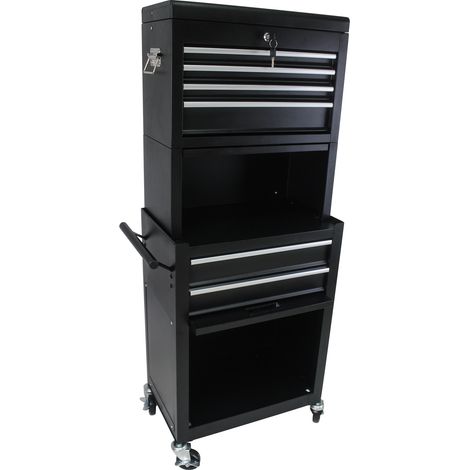 Meuble rangement atelier 6 tiroirs acier noir OKMYHOME (1/5)