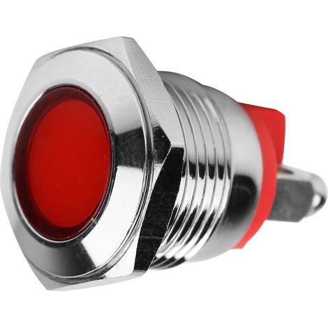40 Stück IP68 wasserdichte BEM-16C hochwertige LED-Warnleuchte, aus Metall, 16 mm (rot, 12 V) (1/5)