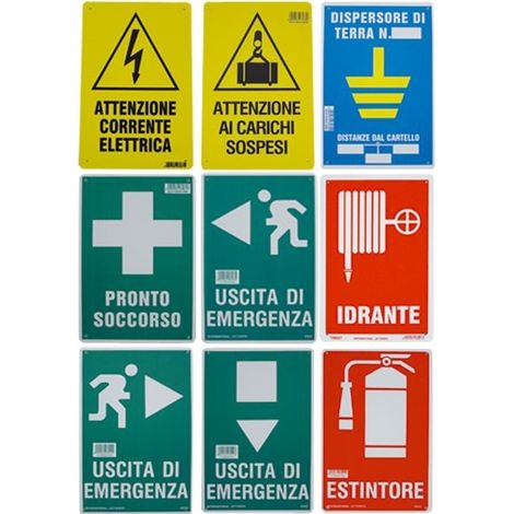 Cartello Segnaletico di Sicurezza Attenzione Carichi Sospesi 30x20 cm (1/2)