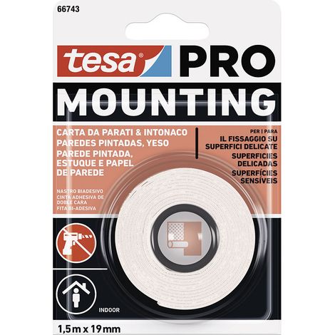 Ruban adhésif double face Mounting Pro pour murs peints 1,5 m x 19 mm 66743 Tesa (1/2)