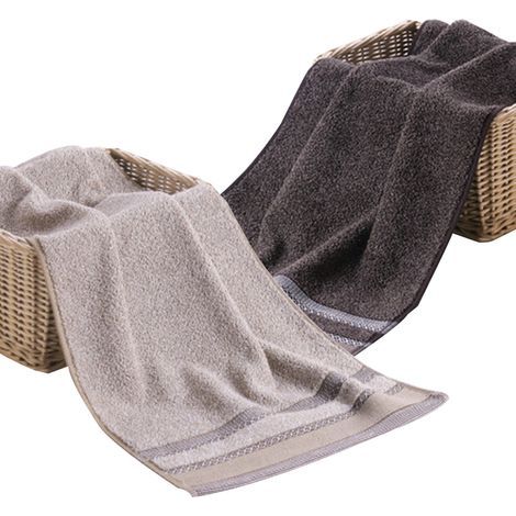 Set di 2 asciugamani da bagno morbidi e assorbenti, realizzati al 100% in cotone, ad asciugatura rapida, di colore grigio. (1/4)