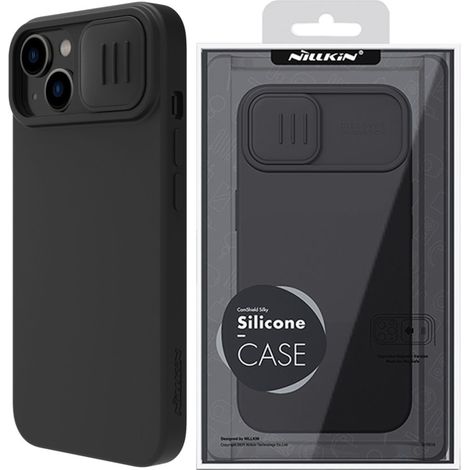 Nillkin CamShield Magnetische Silikonhülle für iPhone 14 Plus, MagSafe-Schutzhülle mit Kameraabdeckung, Schwarz (1/5)