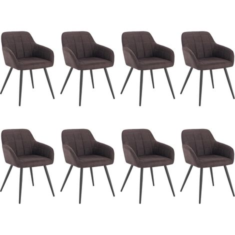 WOLTU 8 x Chaise de Salle à Manger, en Tissu Scientifique + métal, Chaise de Salon, 49x43x81cm, Brun Foncé (1/5)