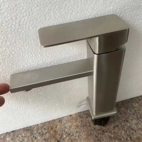 Black 304 Stainless Steel Hot and Cold Water Faucet for Home Bathroom Vanity/Sink - Low-profile 304 Stainless Steel Brushed