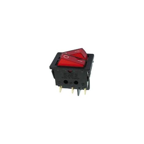 Interruptor de potencia de palanca 10a-250v DPST encendido-apagado - con piloto de neón rojo (1/2)