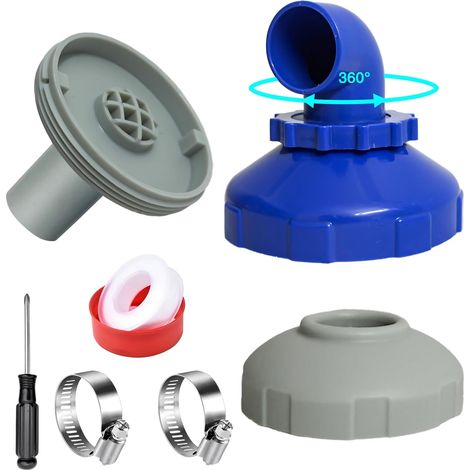 Buse de remplissage de piscine rotative à 360 °, buse de piscine réglable, buse de sortie de piscine Ø 32/38 mm, tête de buse accessoires de piscine, avec accessoires de raccordement pour (1/5)