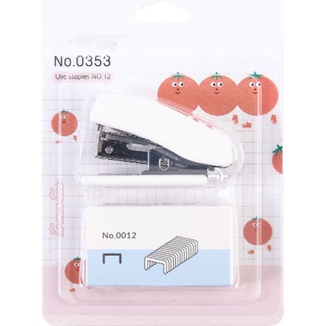 Agrafeuse Mini - Plastique Haute Résistance - Capacité 12 Feuilles - Démagrfeuse Intégrée - 640 Agrafes Incluses - Pour Bureau Maison Voyage (1/5)