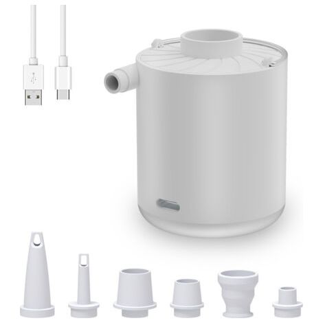 Gonfleur Électrique Rechargeable, Pompe à air Portable avec Lumière LED, Gonfleur/Dégonfleur avec 5 Buses pour Matelas Gonflable, Piscine, Bouée, Bateau Pneumatique, Anneau de Natation (1/5)