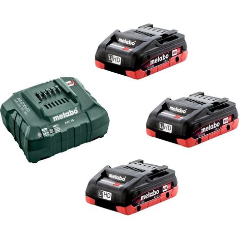 Metabo Basic Set 3 x 18V LiHD 4.0Ah Batteries With ASC 55 Charger