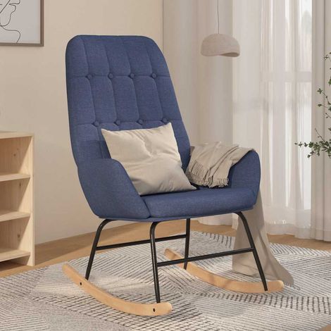 vidaXL Silla mecedora de tela azul (1/5)
