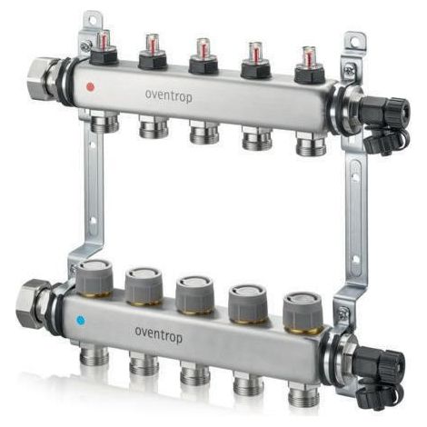 OVENTROP Heizkreisverteiler Multidis SFQ mit Q-Tech mit integrierten Durchflussindikatoren im Vorlauf, 5 Kreise, 1404955