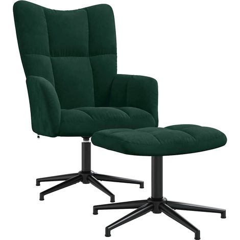 Maison Exclusive - Relaxsessel mit Hocker Dunkelgrün Samt (1/5)