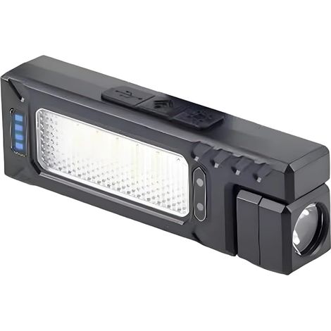 Lampe frontale LED rechargeable avec détecteur de mouvement Batterie 1500 mAh 7 modes Base magnétique pour la pêche, la randonnée, le camping, les activités de plein air Noir (B)