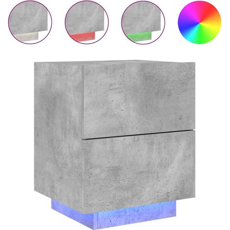 Maison Exclusive - Nachttisch mit LED-Leuchten Betongrau Holzwerk