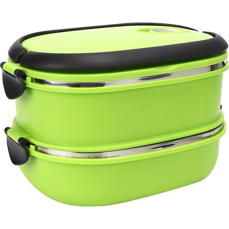 Tragbare, isolierte Lunchbox aus Edelstahl, doppelwandig, ideal für Picknicks im Freien. (1/5)