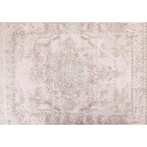 Alfombra de algodón rosa beige 160 x 230 cm poliéster oriental desgastado Matarim