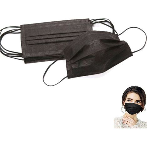 YMYNY Masques de protection noirs chirurgicaux jetables en TNT -