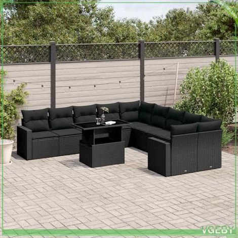 Salon de jardin - FAF7291712423765 - Résine tressée noir - Dessus de table réglable - 10 personnes (1/5)