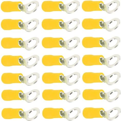 Lot de 100 cosses à anneau isolées en cuivre jaune, calibre 10-12, type RV5.5, kit de sertissage électrique M4 (1/5)