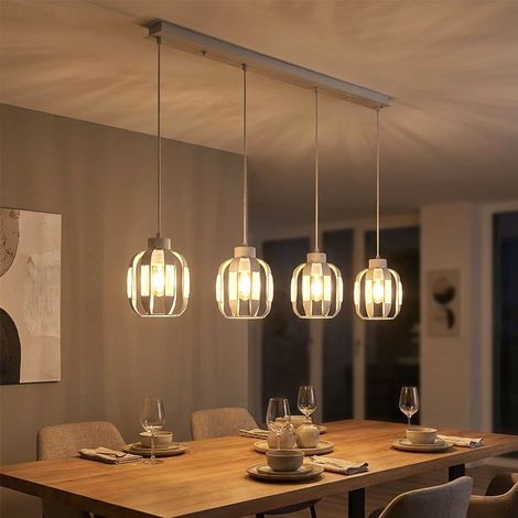 LED Pendelleuchte Hängelampe Esszimmerlampe höhenverstellbar weiß H 120 cm (1/5)