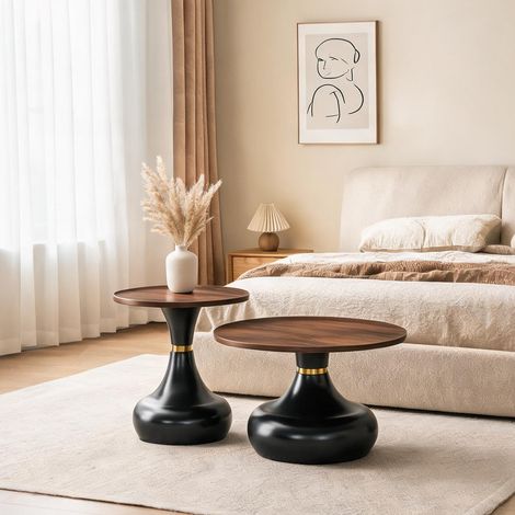 Table basse coloris walnut noir en métal (1/5)