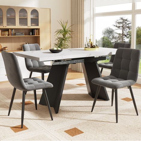 Esstisch Tisch Ausziehbar 99 159 cm Marmor OKMYHOME (1/5)