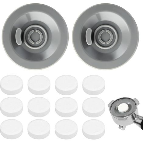 2 disques de nettoyage pour expresso et 12 pastilles de nettoyage — Kit d'entretien pour machine à café — Compatible avec les machines à expresso (1/5)