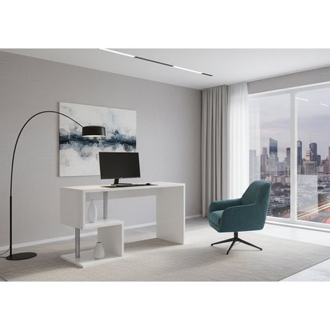 Scrivania - 2 Ripiani Modulabile, Bianco Lucido, -, 100x50x78h cm Chimbote
