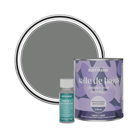 Peinture pour Carrelage de Salle de Bain, Finition Brillante - Gris Ombre 750ml (1/2)