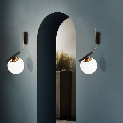 Wandlampe Crux aus schwarzem Glas