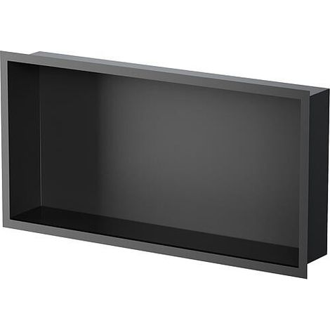 Niche murale pour douche avec cadre de montage et manchette d’étanchéité 624x324x100mm, revêtement par poudre noir (1/5)