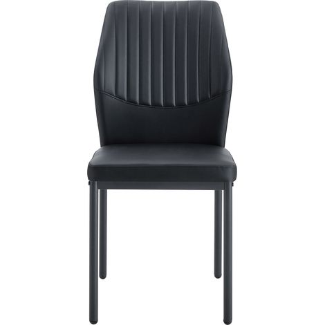 Set di 4 sedie da pranzo nere in PU con gambe in metallo, stile moderno light luxury (1/5)