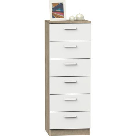 Commode de chambre Tibet en chêne cambrien et mélamine blanche 110x40x40 cm (1/2)