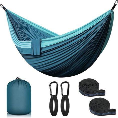 Hamac Camping Outdoor Hamacs 2 Personnes 300 x 200 cm Ultraléger Portable Voyage Hamac jusqu'à 300 kg de Charge Jardin Plage Double hamac Parachute Nylon Respirant Hammock (1/5)