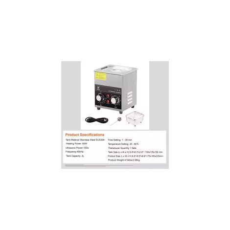 SIHAO 2L 40KHZ Ultraschallreiniger mit Heiztimer für Schmuckreinigung Taste Steuerbrille Ringe Zähne Musikinstrumente Schwarz