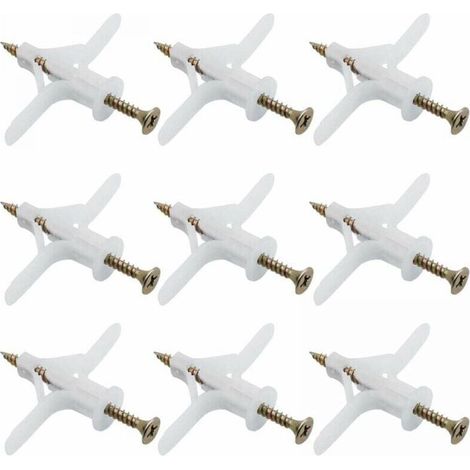 50pcs Drywall Anchor Set, Plastic Expansion Pipe Anchor Kit, Self-Drilling for Aircraft, Used for Most Light Gypsum Walls (1/4)