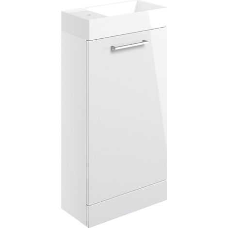 Signature Aalborg Floor Standing 1-Door Vanity Unit with Basin 405mm Wide - White Gloss (1/5)