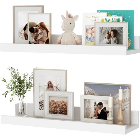 Lot de 2 étagères flottantes de 40 cm, en bois, murales, pour salon, cuisine, chambre à coucher, salle de bain, exposition photo, organisation de la maison et décoration murale (1/5)