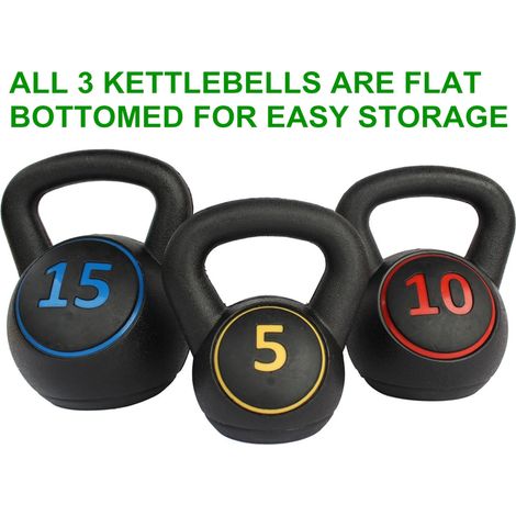 Kettlebell 5 / 10 / 15LB poignée antidérapante, équipement compact maison pour musculation et rééducation (1/5)